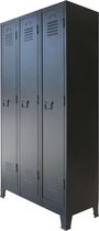 Prolenta Premium  - Lockerkast / Locker -  90 x 45 x 180 cm (B x D x H) 3 compart - Metaal  - Kast - kast -  Opbergkast - Zwart