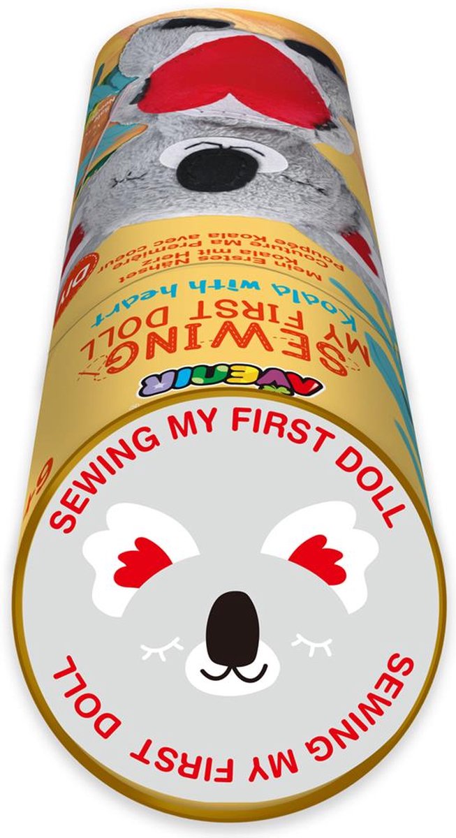 Avenir Sewing: MIJN EERSTE POP / KOALA met HART 25x18.5cm, in tube diam.11x24cm, 6+