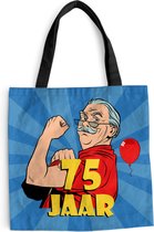 Sac Bandoulière - Sac Plage - Shopper Anniversaire - Homme - 75 Ans - 40x40 cm - Sac Coton