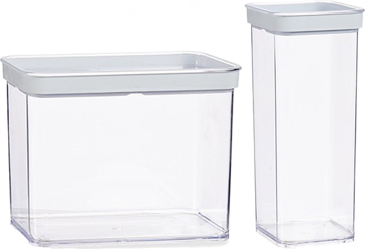 Gondol Plastics 8x kunststof voedsel voorraad potten/bakjes set met deksel 2.2 en 1.5 liter