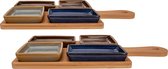 Set de 2 x planches de service en bambou 29 x 20 cm avec 8 x snacks de luxe / plats à sauce / tapas