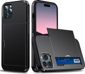Mobiq - Coque iPhone 14 Pro Hybrid Card avec porte-cartes | Noir