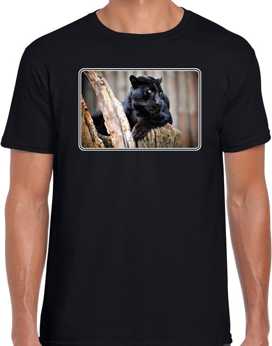 Dieren shirt met panters foto - zwart - voor heren - natuur / zwarte panter cadeau t-shirt - kleding XXL