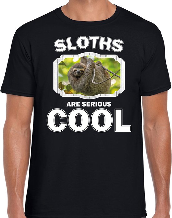 Dieren luiaards t-shirt zwart heren - sloths are serious cool shirt - cadeau t-shirt luiaard/ luiaards liefhebber XL