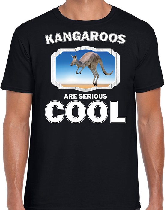 Dieren kangoeroes t-shirt zwart heren - kangaroos are serious cool shirt - cadeau t-shirt kangoeroe/ kangoeroes liefhebber XXL