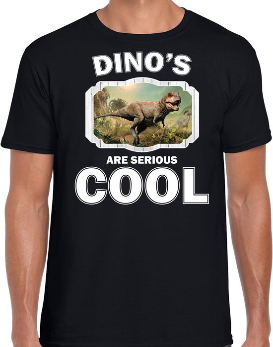 Dieren dinosaurussen t-shirt zwart heren - dinosaurs are serious cool shirt - cadeau t-shirt stoere t-rex dinosaurus/ dinosaurussen liefhebber S