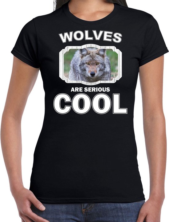 Dieren wolven t-shirt zwart dames - wolves are serious cool shirt - cadeau t-shirt wolf/ wolven liefhebber M