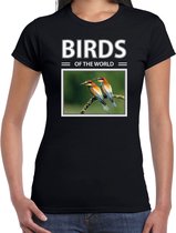 Dieren foto t-shirt Bijeneter - zwart - dames - birds of the world - cadeau shirt Bijeneter vogels liefhebber XL