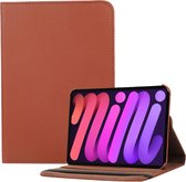 Geschikt Voor iPad Mini 6 Hoes - Mini 6 Cover - Mini 6 Case - Bookcase - Hoesje - 8.3 Inch - Met Standaard - 360 Draaibaar - Roterend - Bruin