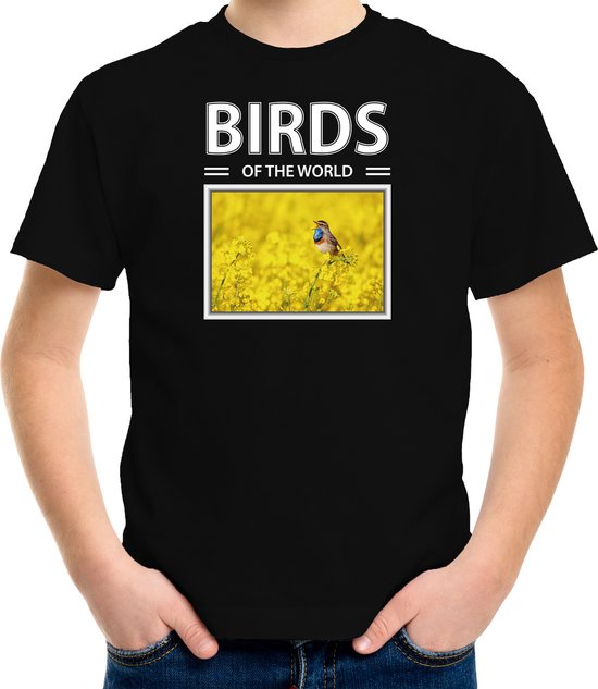 Dieren foto t-shirt Blauwborst vogel - zwart - kinderen - birds of the world - cadeau shirt Blauwborst vogels liefhebber - kinderkleding / kleding 122/128