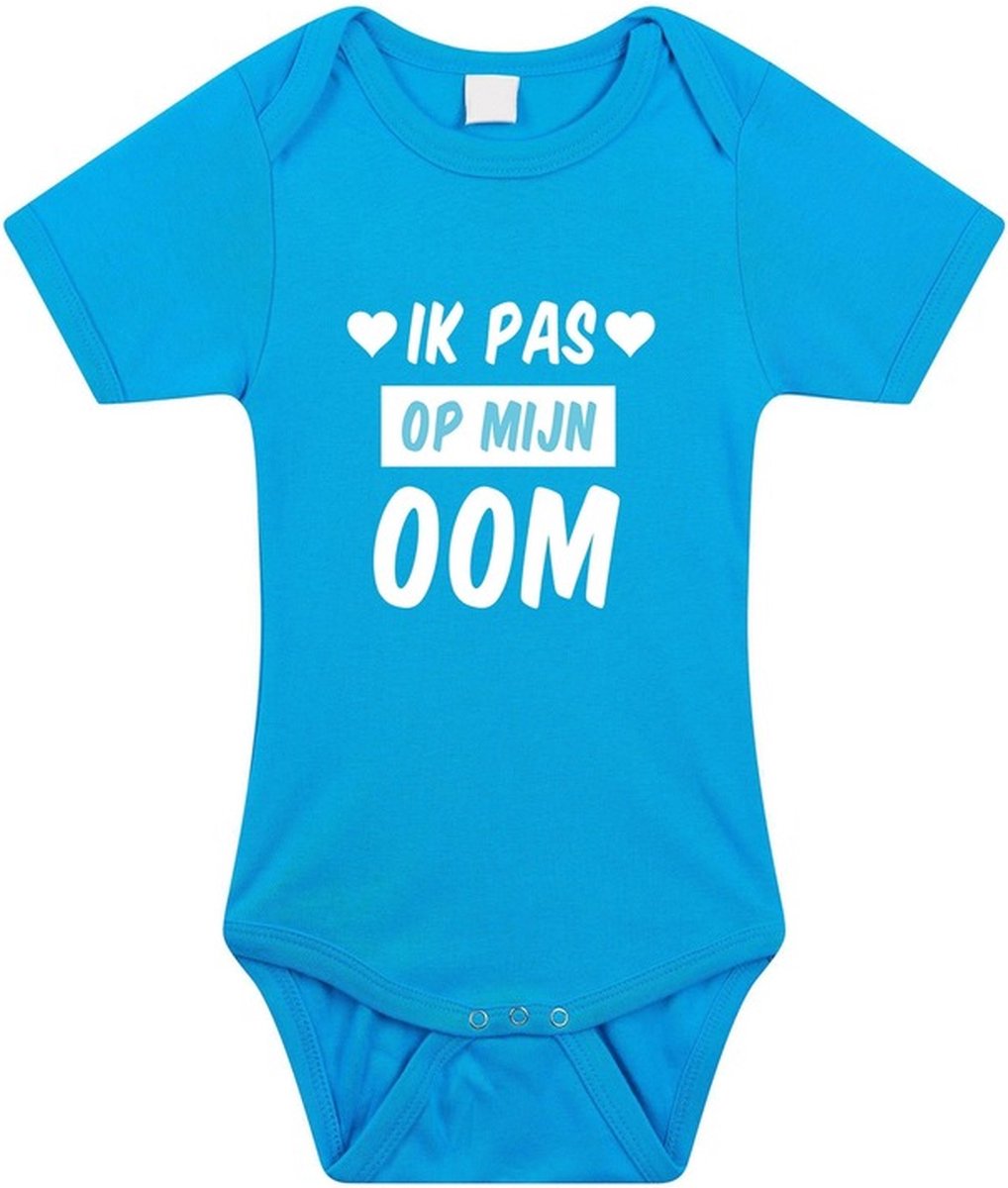 Ik pas op mijn oom tekst baby rompertje blauw jongens - Kraamcadeau - Babykleding 68