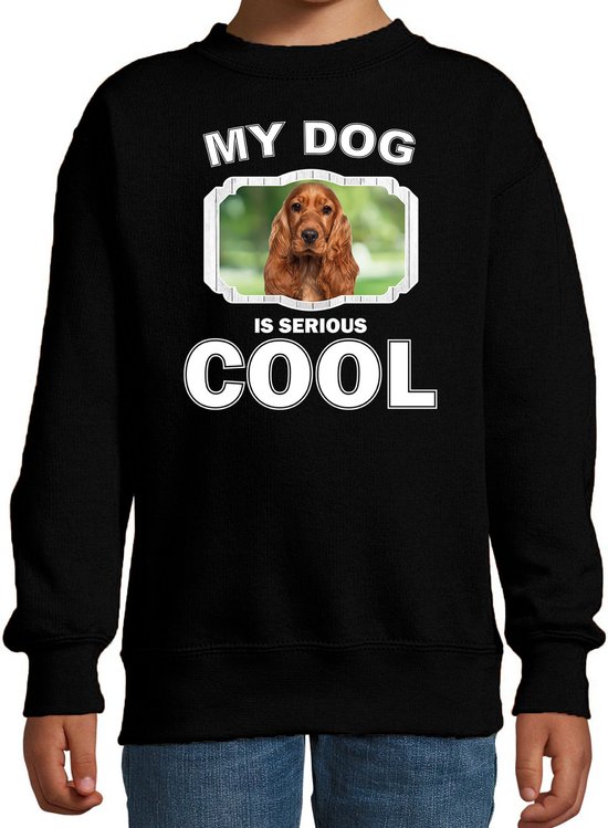 Spaniel honden trui / sweater my dog is serious cool zwart - kinderen - Spaniels liefhebber cadeau sweaters - kinderkleding / kleding 98/104