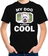 West terrier honden t-shirt my dog is serious cool zwart - kinderen - West terriers liefhebber cadeau shirt - kinderkleding / kleding 134/140