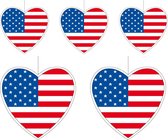5-delige hou van Amerika/USA versiering set hartjes van 14 cm en 28 cm - Landen vlaggen feestartikelen