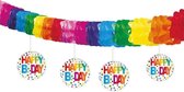 Set van 3x stuks happy B-day verjaardag papieren slingers van 4 meter - Happy Birthday thema party