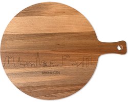 Skyline Serveerplank Rond Groningen - Hapjesplank - Serveerplank - Tapas - Hapjes - Serveren - 29cm - Hapjesplank - Serveerplank - Tapas - Hapjes - Serveren - WoodWideCities
