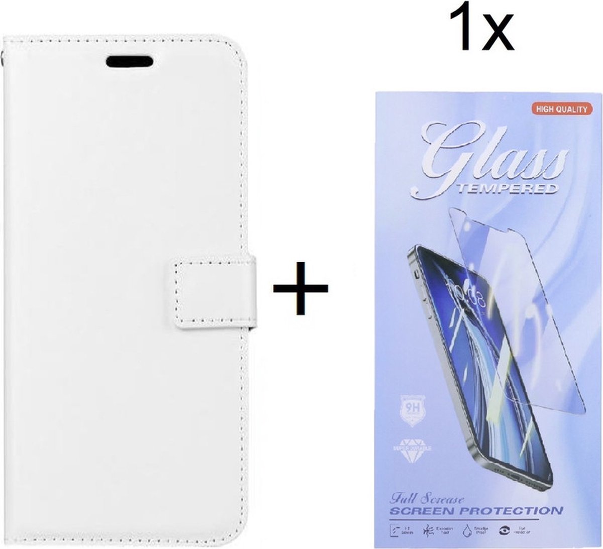 Bookcase Geschikt voor: Samsung Galaxy A53 5G Wit - Portemonnee hoesje met 1 stuk Glas Screen protector - ZT Accessoires
