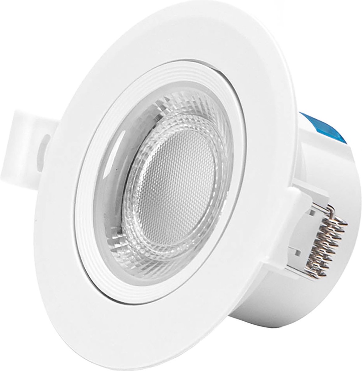 Spot encastrable rond finition argent trou 60 mm lampe LED GU10 5 W 38  degrés LED