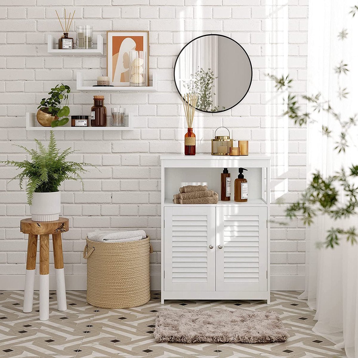 Vida Designs Badezimmerschrank mit 2 Türen, Wandmontage, mit Aufbewahrungsfach, weiß