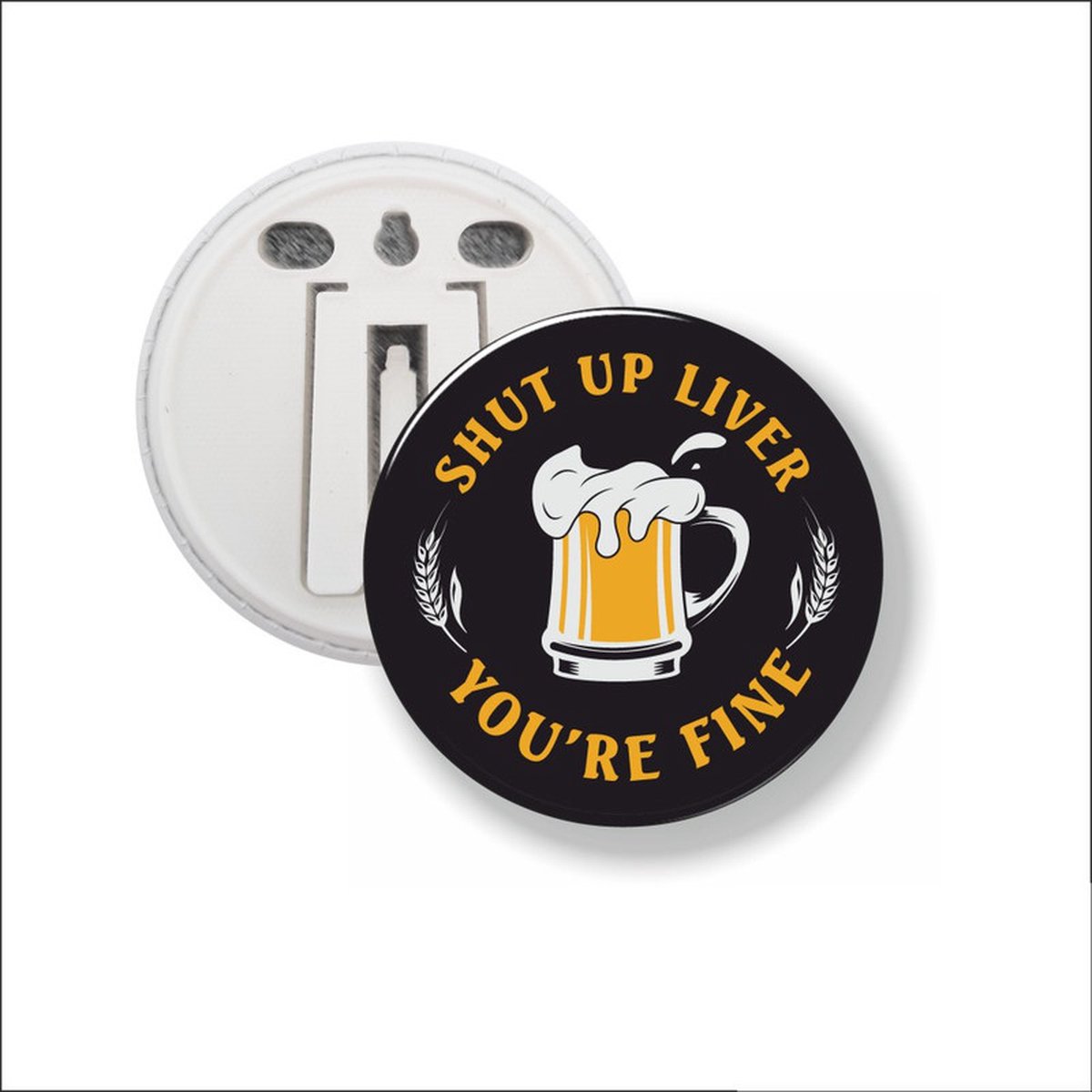 Button Met Clip 58 MM - Shut Up Liver