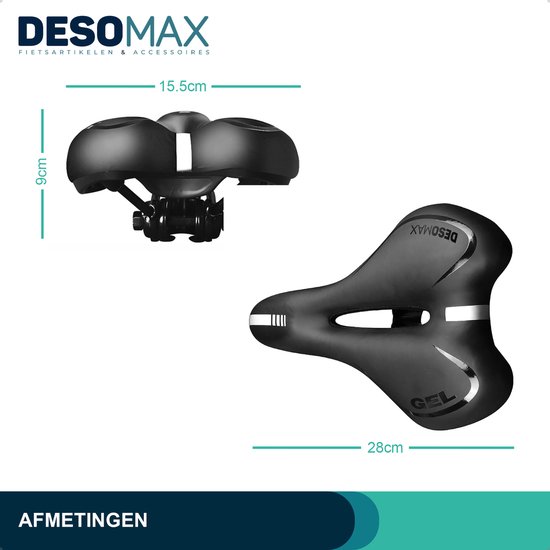 Fietszadel voor Dames en Heren DesoMax Sport Comfortabel Gel Zadel - Unisex -  Sport Design - Zwart - MTB en Race geschikt. - DesoMax