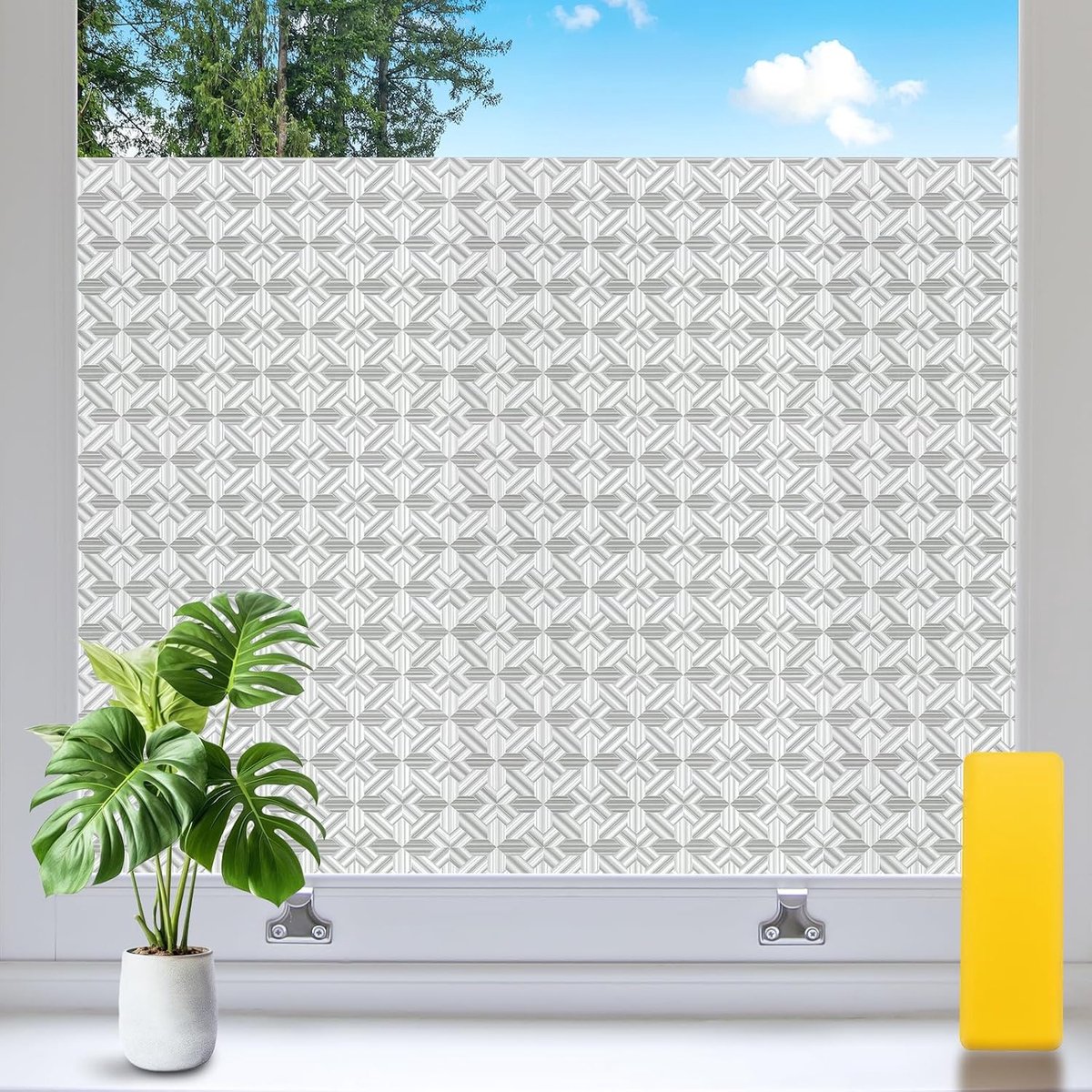 Niviy 90 x 120 cm raamfolie, statisch, zonder lijm, geometrisch motief, decoratief, ondoorzichtig, voor ramen - ShopVlot