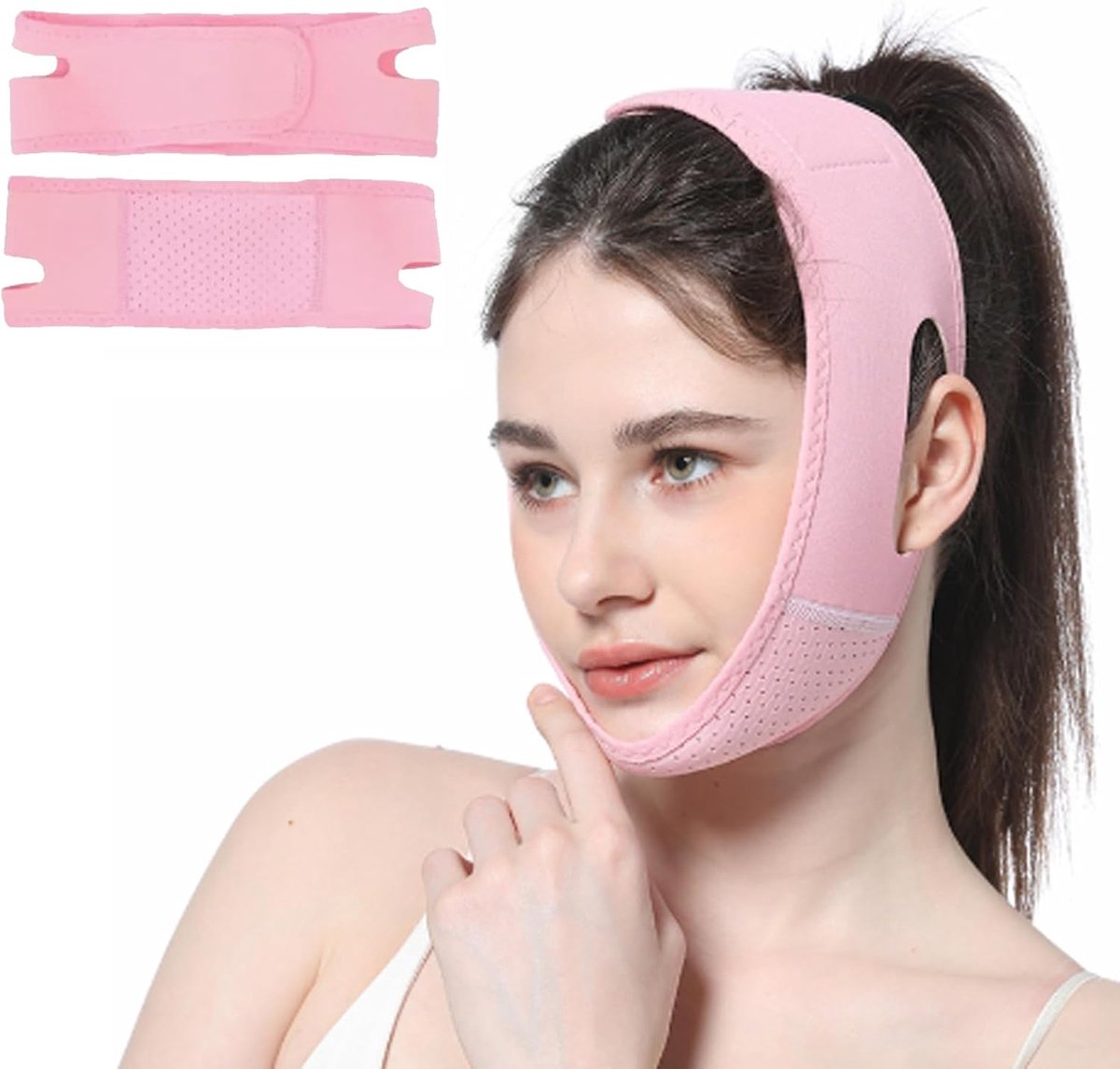 Breathable Face-Lifting Belt, Chin Strap for Women and Men, Reusable Double Chin Strap Face Slimming, Used for Weak - ShopVlot