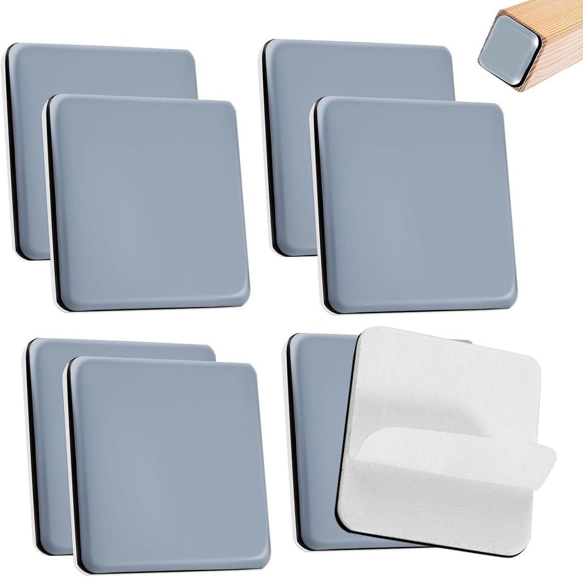 8Pcs Self Adhesive Furniture Glides 50x50mm PTFE Teflon Square Self Adhesive Furniture Sliders for Sofa Table - ShopVlot