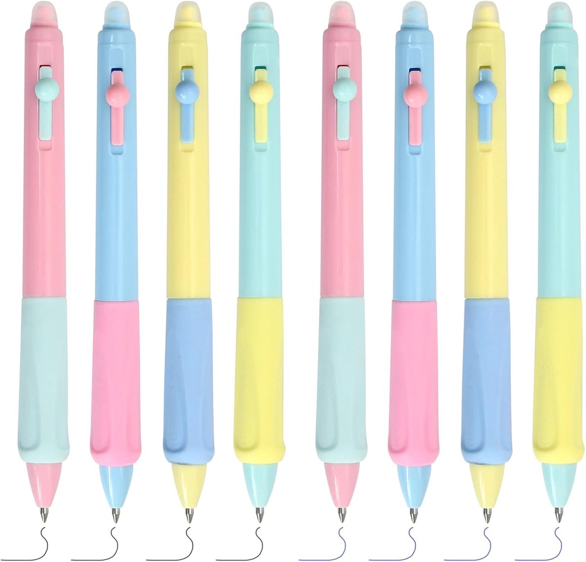 8-Pack Erasable Pens, Erasable Pens, Ballpoint Pen 4 Black + 4 Blue, 0.5mm Push-on Gel Pen - ShopVlot