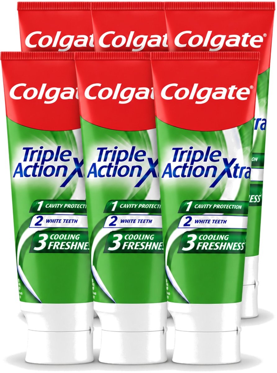 6 x Colgate - Triple Action - Xtra Fresh - Tandpasta - 75ml - Voordeelverpakking - 6 stuks