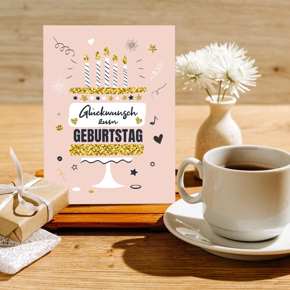 Verjaardagskaart 18 x 12 cm - Elegante kaart met envelop - Gefeliciteerd - Perfect voor verjaardagen - ShopVlot