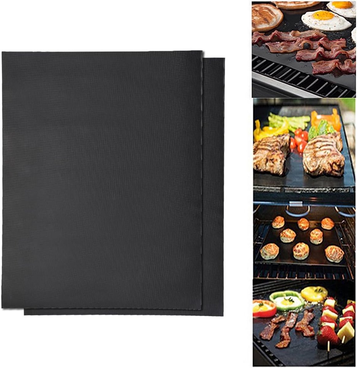 SnelShoppen - BBQ Grillmat - Barbecue Mat en Bakmat - Hittebestendig tot 500°C - 40 x 33 cm - Herbruikbare Antikleef Grills - Perfect voor Tuin, Campi