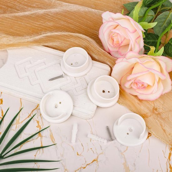 10 stuks plastic steunbeugels voor kaststangen - Geschikt voor 3.5 cm stangen - Inclusief schroeven en ankers voor thuis, badkamer en kledingwinkels — afbeelding 3