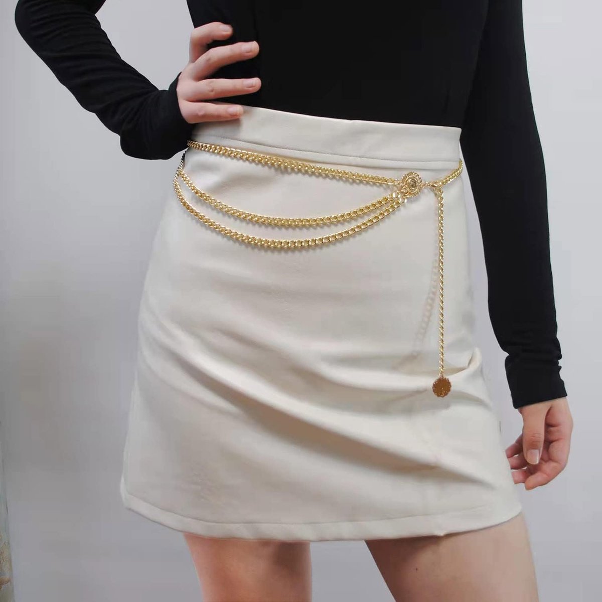 Multi-layer metal chain with gold waist with long tassel belt for clothing, jewelry for women and girls - ShopVlot