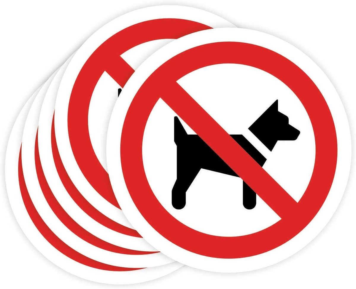 Verboden 5 stuks stickers 14 cm verbodsbord industrieel laboratoriumbord (14 cm, hond)