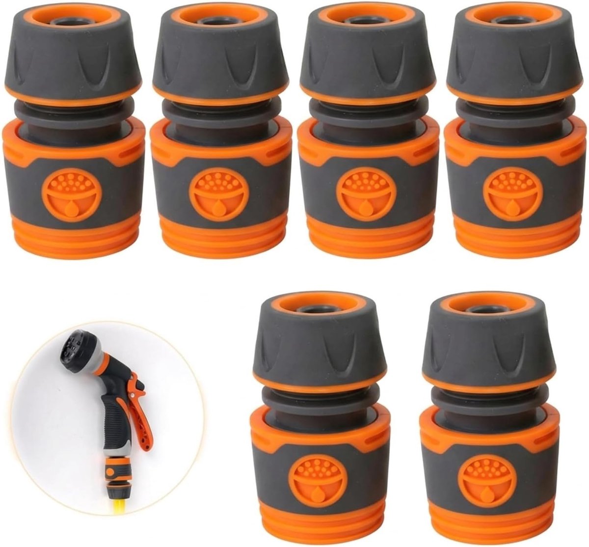 6 stuks Garden koppeling, Garden slangverbinder 1/2 inch, slangkoppelingsset, slangadapter, slangkoppeling voor slangverlenging, voor tuinslangen slangmondstukken