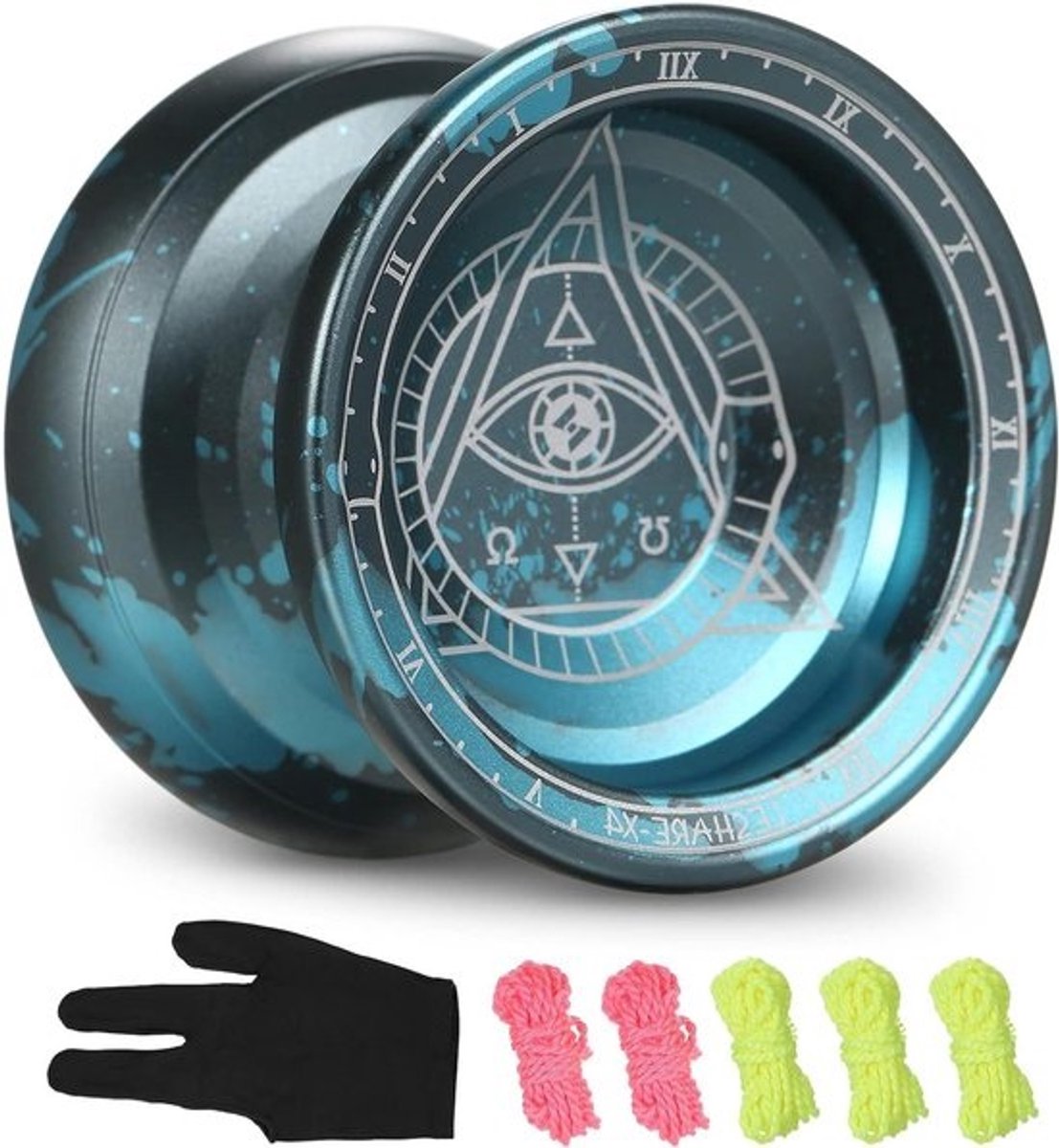 Professionele yoyo - Bal speelgoed - Voor het oefenen van vaardigheden - Aluminiumlegering - 56.45 mm doorsnede - Blauw en grijs