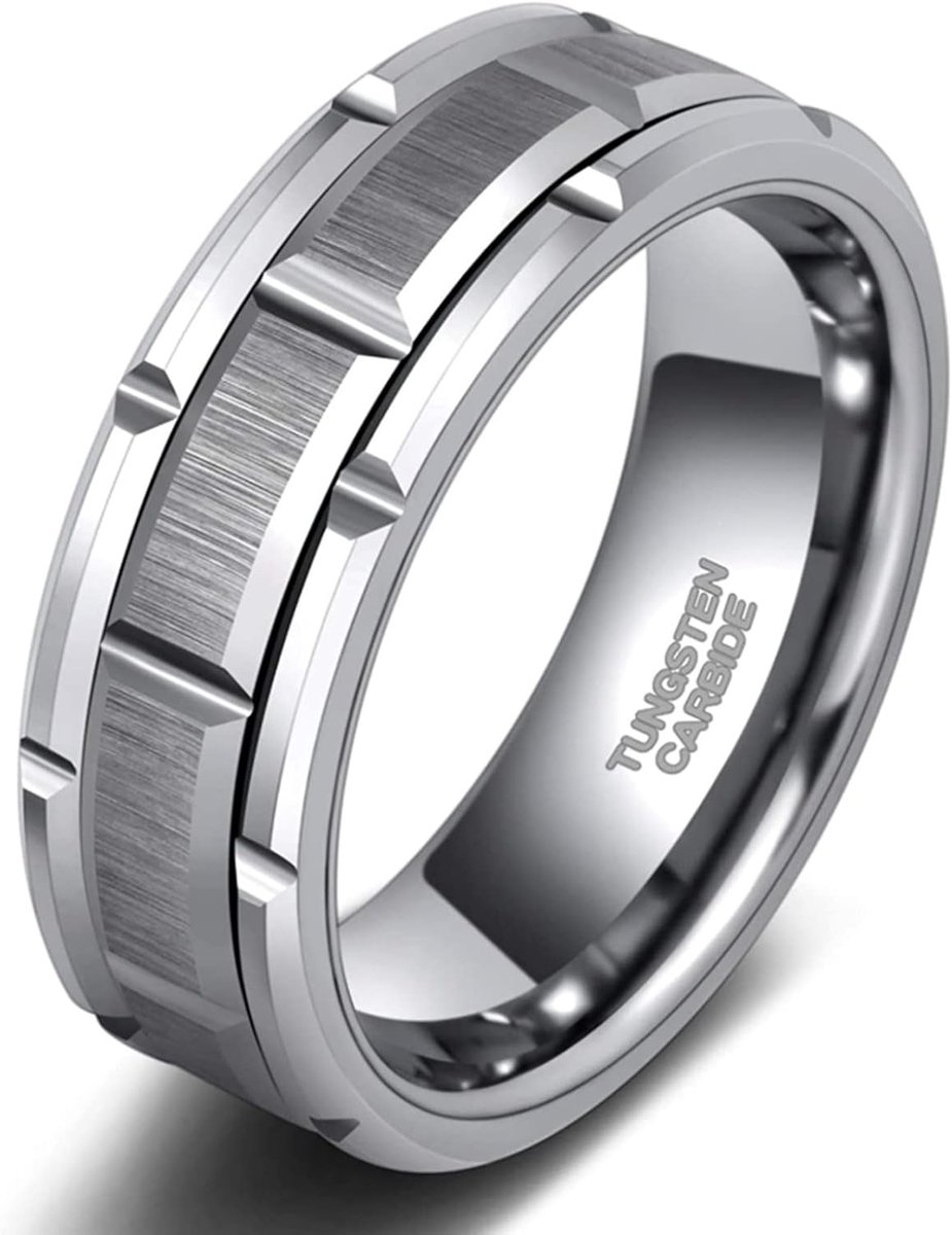 Zakk Rings Men's Tungsten Black Gold Silver 8mm Wide Brick Pattern Engagement Rings Wedding Rings Friendship Rings - ShopVlot