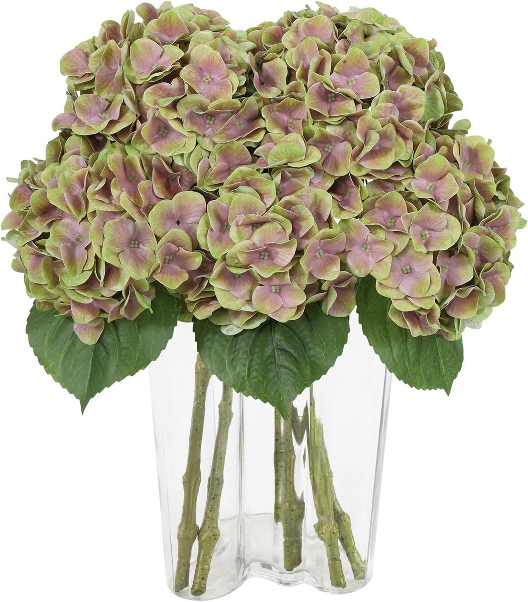 SnelShoppen - 4 stks Kunstmatige Hortensia Bloemen Lichtgroen Boeket Nep Hortensia's voor Bruiloft, Feesten, Kantoor en Home Decor