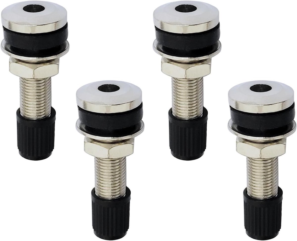 4x Universele Ventielen met Stofkappen voor Tubeless Banden tot 65psi - Geschikt voor Auto en Motoraccessoires