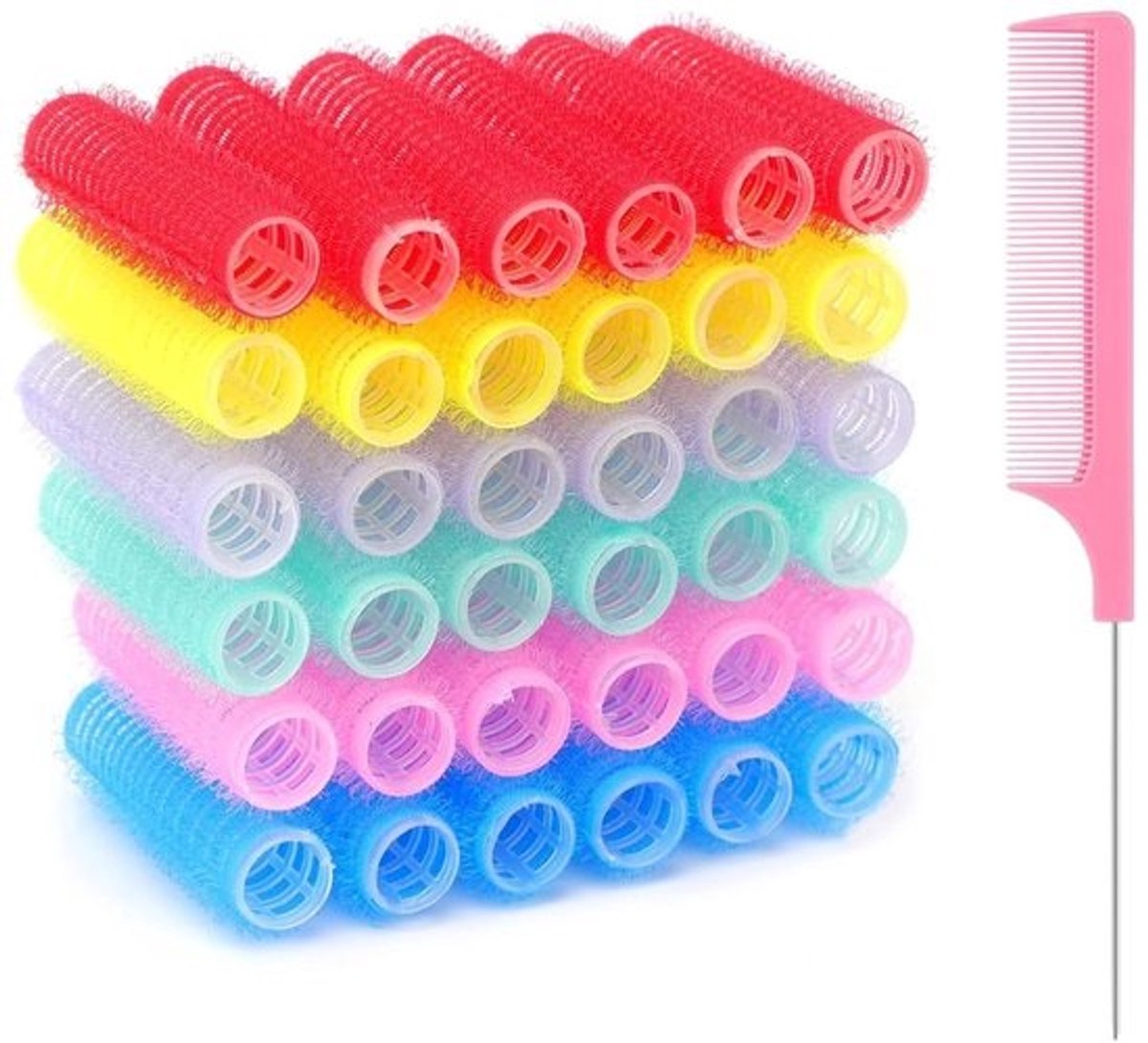 Dailygoods-krulspelden - 37 stuks - Zelfklevend - Voor salon en kappers - Staartkam - Met stalen naaldpunt - Hoogwaardig nylon - Duurzaam en comfortabel - Haarspelden