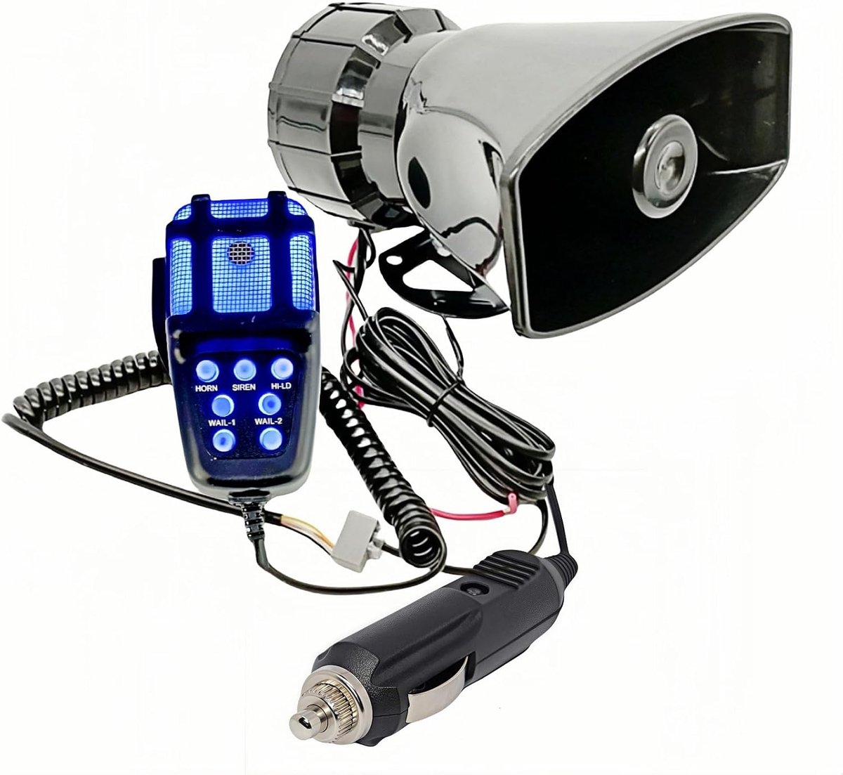Auto waarschuwingsklaxon Alarmklaxon Gemakkelijke installatie aangesloten op sigarettenaansteker 150db 7-toons alarm sirene klaxon sirene met Micro PA luidsprekersysteem Auto klaxon