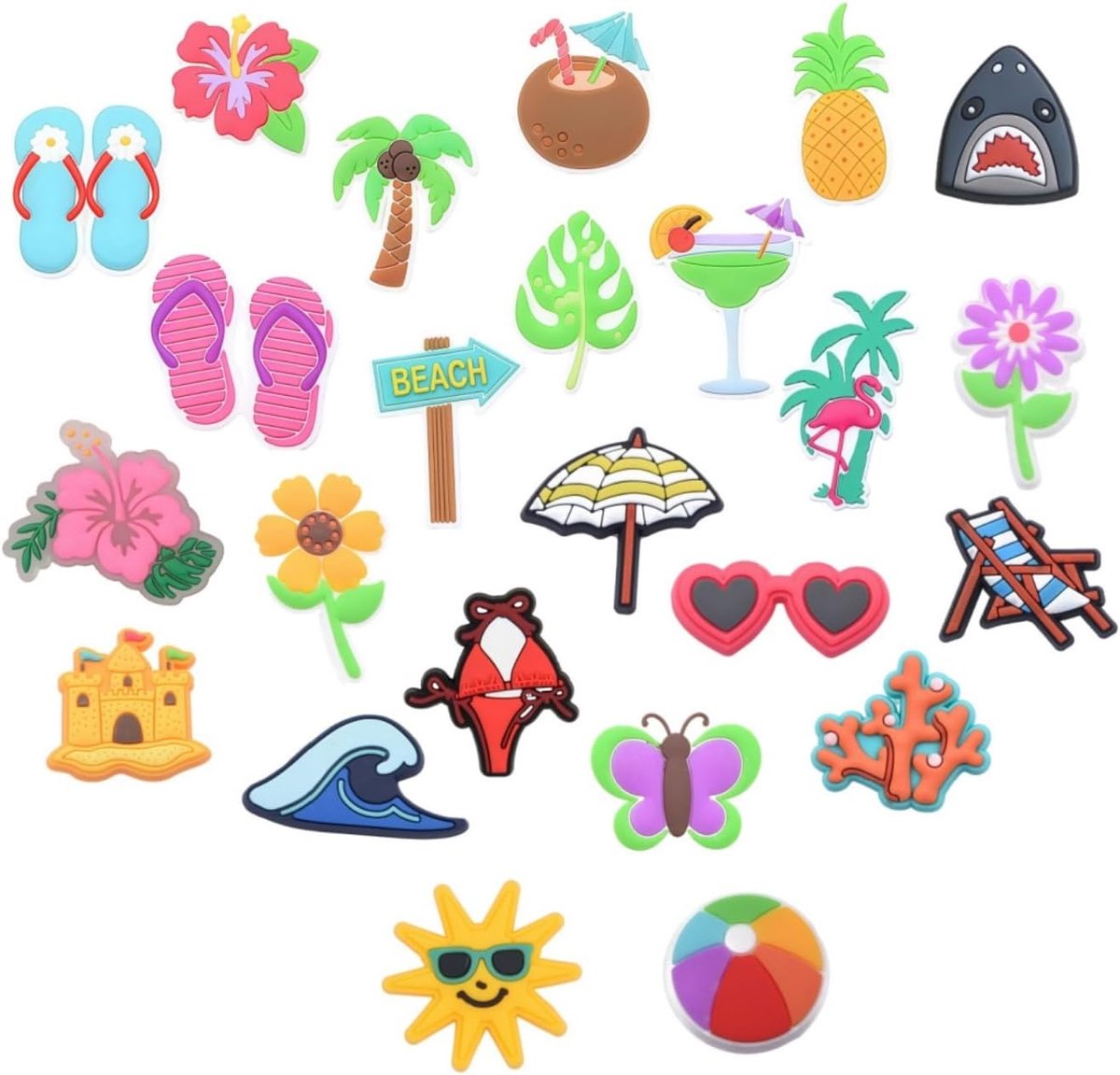 Bedels voor klompen, zomerdecoraties van pvc, maritiem thema, decoratieve accessoires voor sandalen, armbanden en tassen, vakantiecadeau of verjaardagsfeest