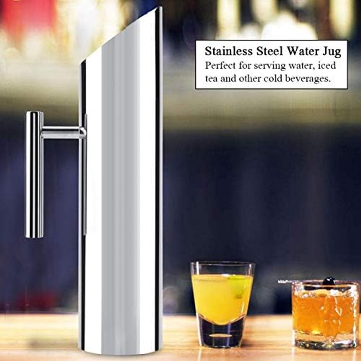Roestvrijstalen gieter kan sappot met handvat koud en warm water voor het serveren van water, ijsthee en andere koude dranken (2 l)