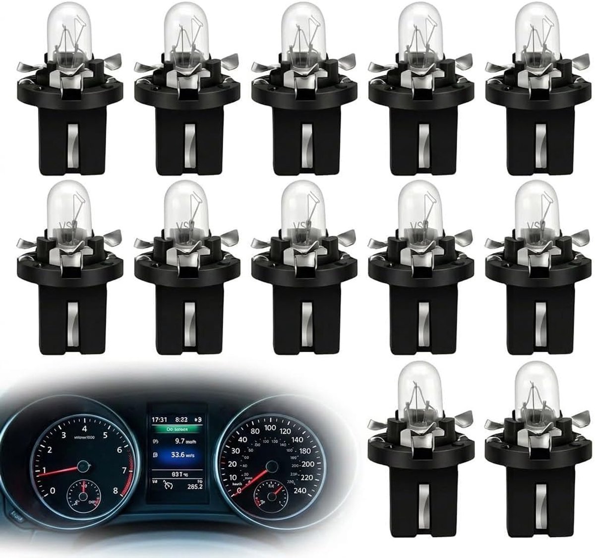 10 Stuks T5 B8.5D LED-Dashboardlampe12V 2t, Warm Geel