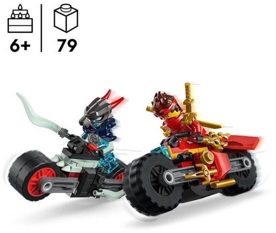 LEGO NINJAGO set met twee minifiguren op motoren, geschikt voor 6 jaar en ouder, 79 onderdelen.