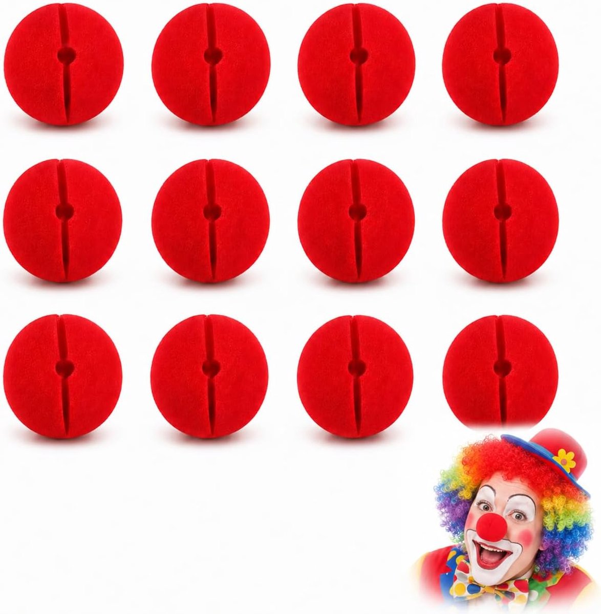12 stuks clownsneuzen van zacht schuim in rood en blauw, grappige clownneus voor kindermake-up, carnaval, circusfeesten en Halloween-kostuums, herbruikbaar en duurzaam