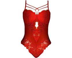 Lingerieset van kant, satijn, transparant, grote maat, dames, babydoll, net, zonder beugel, chic, glamour, huwelijksreis, A37