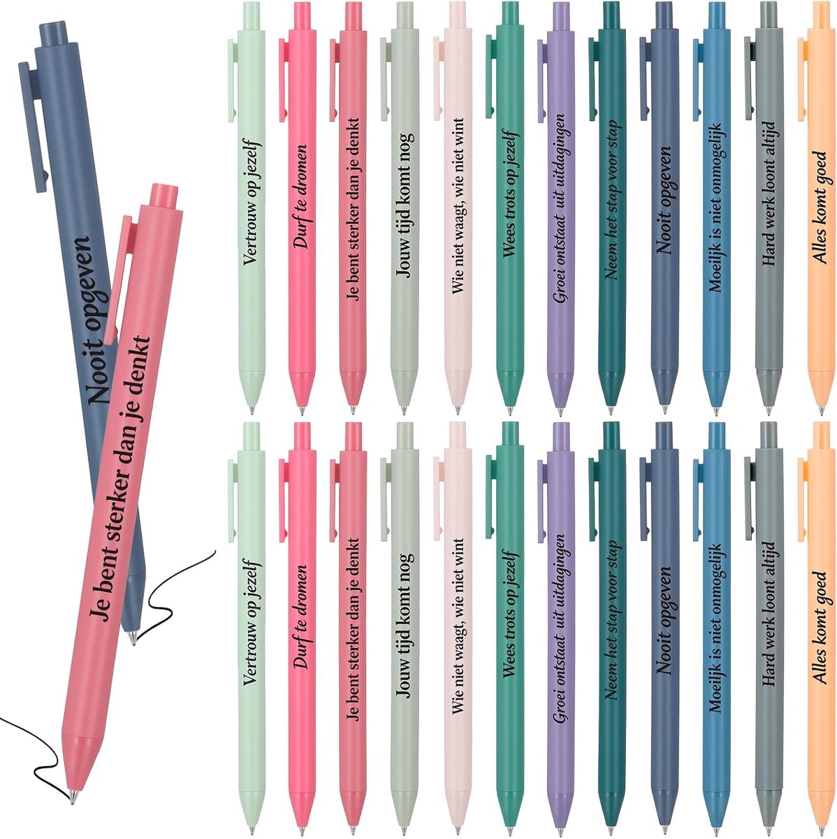 Balpennen met inspirerende spreuken, ideaal als cadeau voor collega’s, medewerkers, klasgenoten, studenten en familieleden