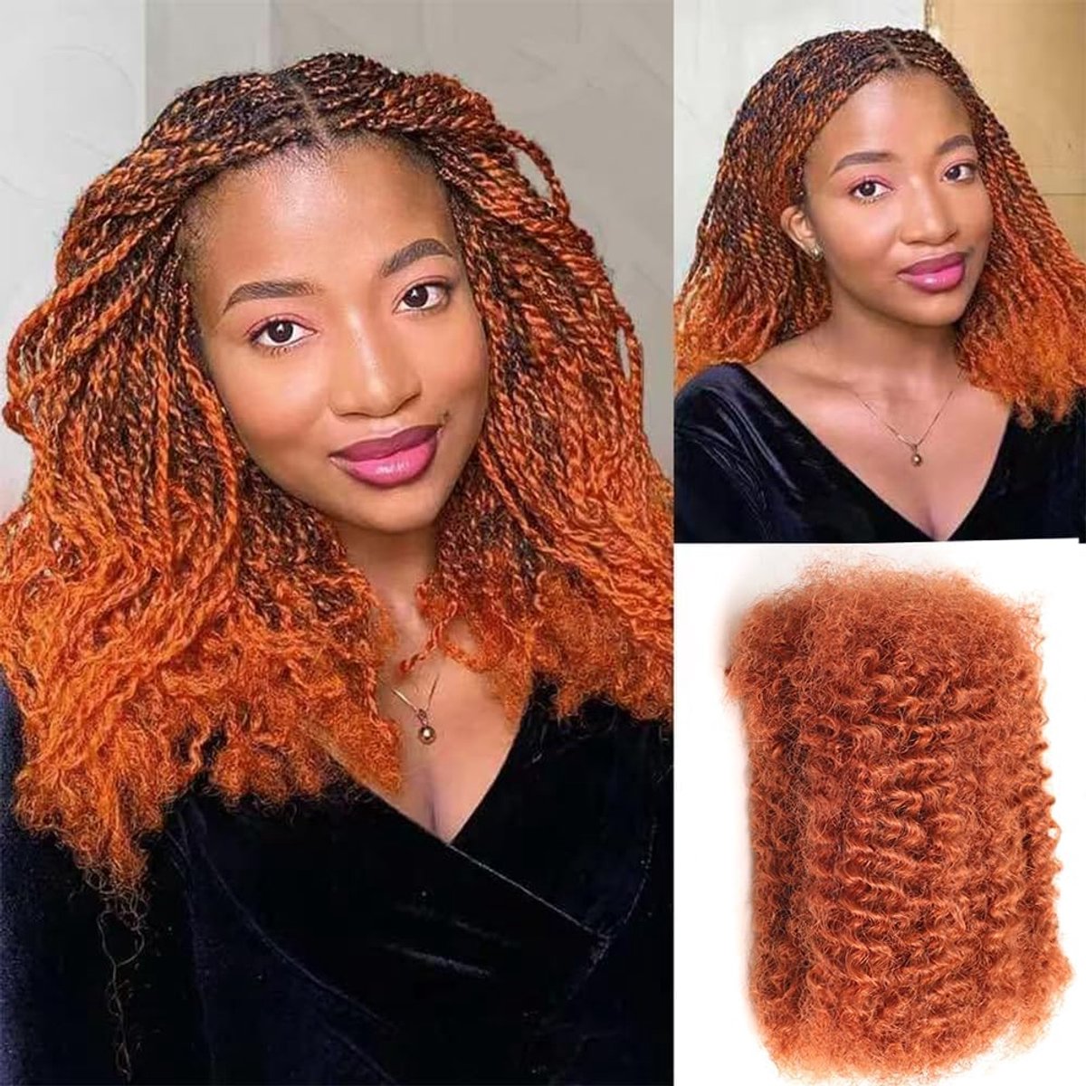 Kinkys Curly Bulk Draedlock Human Hair Extension 12 Inch Repair Locs Twist Braiding Bulk Hair